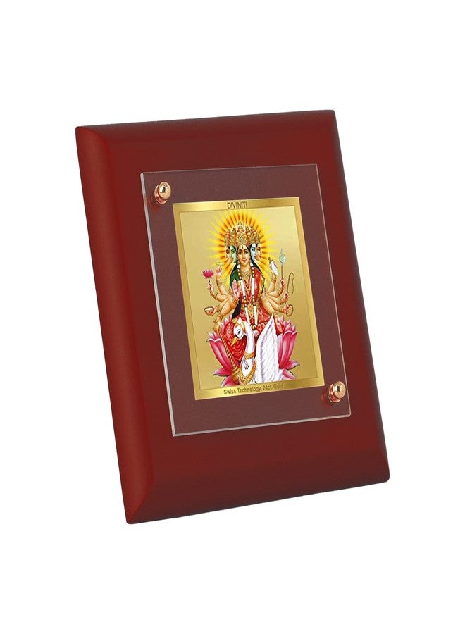 DIVINITI 24K Gold Plated Foil Goddess Gayatri Mata Photo Frame For Home Decor, Table Top|MDF 1A with |Religious Photo Frame Idol For Pooja, Prayer, Gift (10 CM X 10 CM) - Image 5
